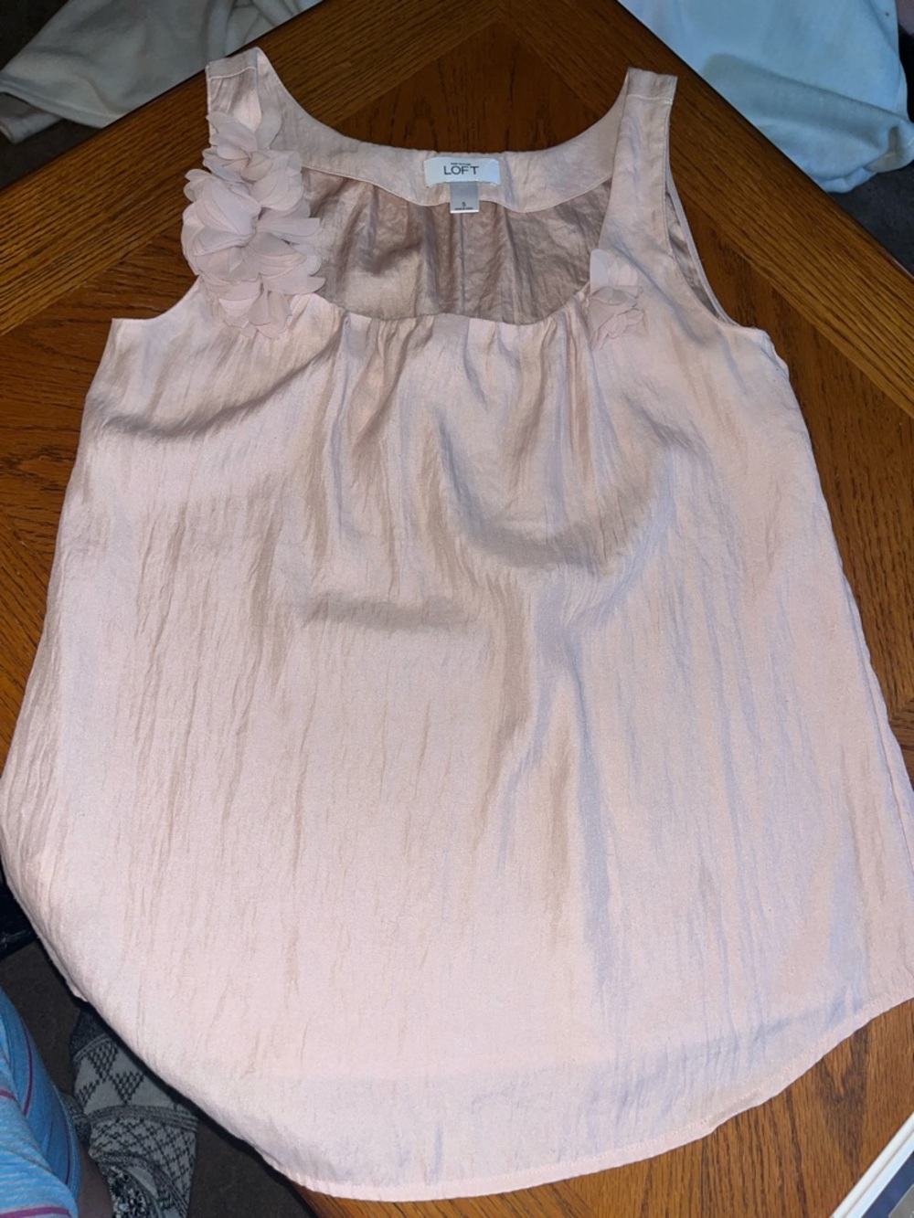 LOFT Pale Pink Floral Applique Sleeveless Blouse